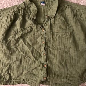 Old Navy Olive Linen type material top